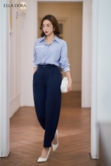 Sơ mi kẻ phối thô trắng