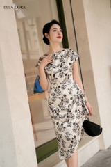 Đầm lụa lệch gấu