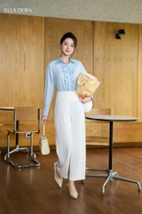 Áo sơ mi bèo nẹp xanh