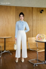 Áo sơ mi bèo nẹp xanh