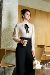 Sơ mi cổ đức nơ đen