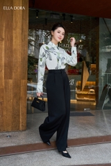 Sơ mi lụa hoa dáng thoải mái