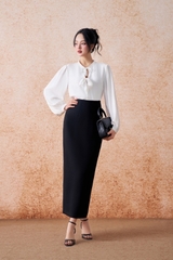 SM157LA - Sơ mi cổ tròn 2 nơ ngực