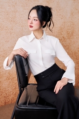 SM166LA - Sơ mi trắng 2 nắp túi