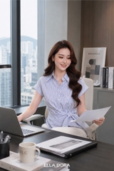 SM161LA - Sơ mi buộc nơ eo