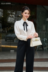 Sơ mi cổ đức nơ đen