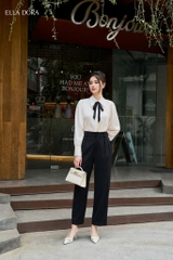 Sơ mi cổ đức nơ đen