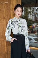 Sơ mi lụa hoa dáng thoải mái