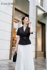 Chân váy dập li quạt trắng