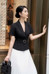 Chân váy dập li quạt trắng