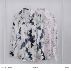 Sơ mi lụa hoa dáng thoải mái