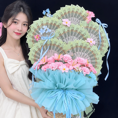 Lẵng Hoa Tiền 60 Tờ 100K Xếp 6 Quạt – Món Quà Lãng Mạn Và Thiết Thực