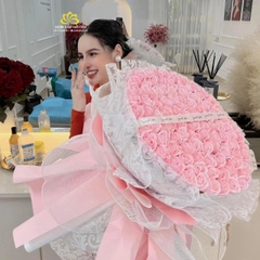 Hoa sáp thơm cao cấp màu hồng dáng tròn
