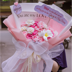 Bó Hoa Sáp Mix Tone Màu Hồng – Món Quà Yêu Thương