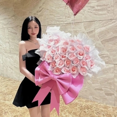 Hoa hồng sáp 7 lớp trái tim nơ xinh to