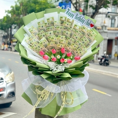 Bó Hoa Tiền 50 Tờ Tiền 100K Tone Xanh Lá – Sự Trân Trọng