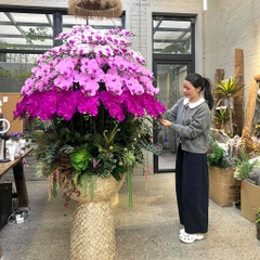 Chậu Lan Hồ Điệp Chất Liệu Cao Su Non Màu Tím Mix Trắng Lõi Tím – Chậu Cỡ Đại Sang Trọng Cho Sảnh, Biệt Thự