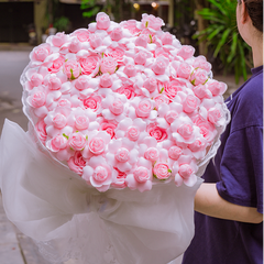 Bó Hoa Hồng Sáp Tỉ Muội Màu Hồng Nhẹ Nhàng – Lãng Mạn
