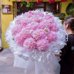 Bó Hoa Lụa Cẩm Tú Cầu Màu Hồng Size To - Đẳng Cấp