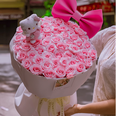 Bó Hoa Sáp Hồng Gấu Bông – Nhẹ Nhàng, Ngọt Ngào Yêu Thương