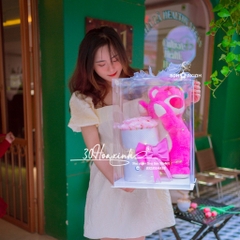 Gấu dâu hoa hồng Gắn đèn led