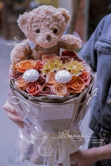 Bó Hoa Gấu Bông Cùng Hoa Sáp Thắm Thiết