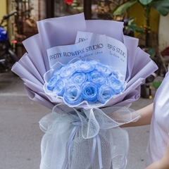 Hoa Hồng Nhũ Lấp Lánh Màu Xanh Dương - Chân Thành