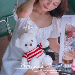 Gấu bông Teddy lông xù màu trắng tinh khôi