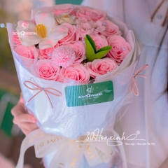 Hoa hồng sáp mix Tulip màu hồng