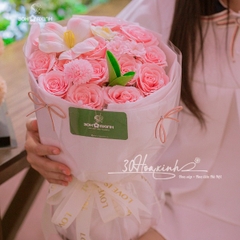 Hoa hồng sáp mix Tulip màu hồng