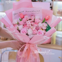 Hoa hồng sáp mix hoa sáp tulip và hoa lan
