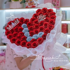 Bó hoa nhũ trái tim 50 bông viết tên theo yêu cầu