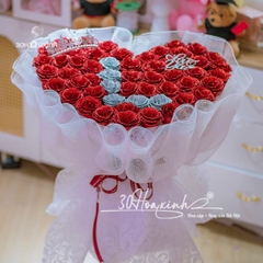 Bó hoa nhũ trái tim 50 bông viết tên theo yêu cầu