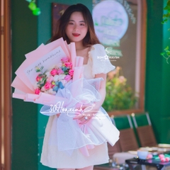 Bó Hoa sáp thơm màu hồng mix nhiều màu