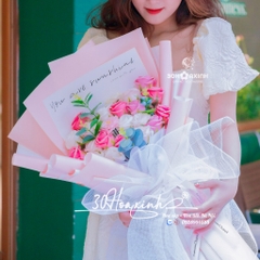 Bó Hoa sáp thơm màu hồng mix nhiều màu