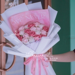 Bó hoa sáp màu hồng mix màu trắng kem