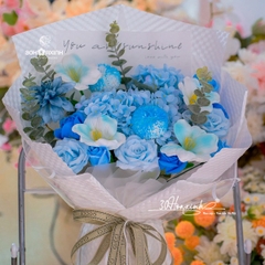 Hoa sáp thơm mix tông màu xanh