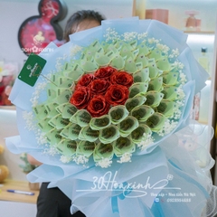 Hoa Tiền 100k Gồm 50 Tờ Màu Xanh - Chân Thành