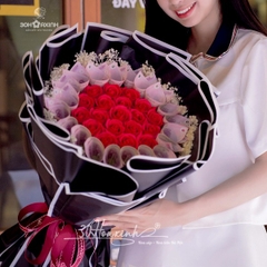 Bó Hoa tiền 50k bó tròn mix hoa baby khô và hoa sáp