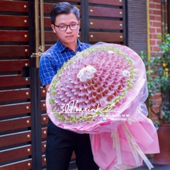 Bó Hoa tiền 100 tờ 50k mix hoa sáp hồng
