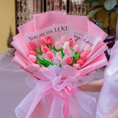 Bó Hoa Tulip Cao Su Non Cao Cấp Màu Hồng – Ngọt Ngào
