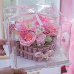 Hộp Hoa Tiền Thật Hình Trái Tim Cắm Hoa Sáp Thơm