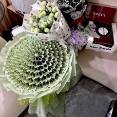 Bó Hoa Tiền 100 Tờ Tiền 100k Bó Tròn Tone Xanh