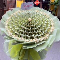 Bó Hoa Tiền 100 Tờ Tiền 100k Bó Tròn Tone Xanh