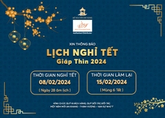 THÔNG BÁO LỊCH NGHỈ TẾT NGUYÊN ĐÁN 2024