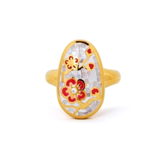 Nhẫn Plum Blossom Mosaic Mother of Pearl Ring Gold Size 8
