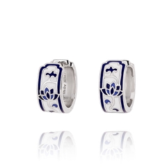 Khuyên tai vòng Hoa Sen Thanh Khiết (Blue and White Lotus Huggie)