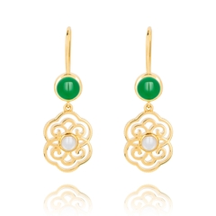 Khuyên tai (Blissful Ruyi Hook Carnelian) - Xanh lá