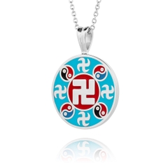Mặt dây chuyền hình tròn (Wan Enamel Teal - Silver 20mm)