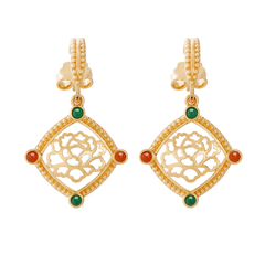 Khuyên tai - Hoa Mẫu Đơn (Golden Tang Peony Dangle)